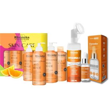 Imagem de Kit Skincare Vitamina C Anti Idade Rhenuks, Sérum Clareador , Mousse M