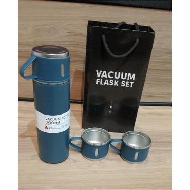 Imagem de Kit garrafa termica vacuum inox 500ml 3 xicaras tomate ak-5028