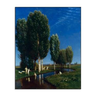 Imagem de LXURY Can Be Hung Famous Painting-With Black Framed-The Summer's Day- Impressões em tela - Reproduções em tela - Imagem de arte de parede para decoração de casa 50 x 65 cm moldura preta