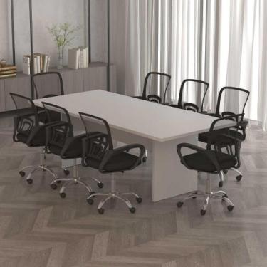 Imagem de Mesa Reunião Escritório 8 Lugares 220cm x 100cm Pés Painel - Tecno Mob