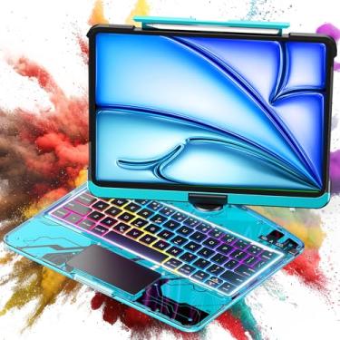 Imagem de Capa com teclado transparente para iPad Air de 11 polegadas (M3/M2, 2025/2024)/iPad Air 5ª/4ª geração 11 polegadas 2022 2020/iPad Pro 11 polegadas 1/2/3/4 2018-2022, trackpad, suporte de lápis