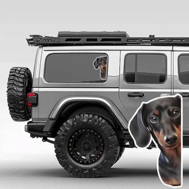 Imagem de Adesivo de cachorro 3D na janela de carro decalque engraçado cachorro fofo carro vinil gráficos engraçado animal decalque adesivo carro caminhão SUV (Dachshund-02)