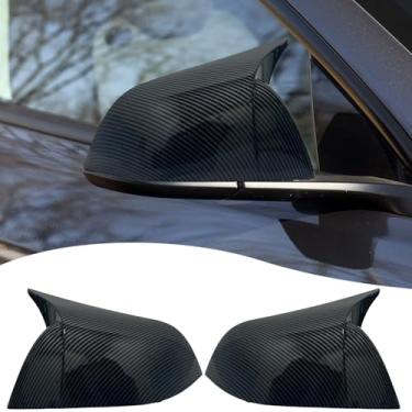 Imagem de Capa de espelho lateral, para Tesla Model 3 2017-2025, 2 peças conjuntos de capas de caixa de seta com chifre acessórios de carro - Fibra de carbono