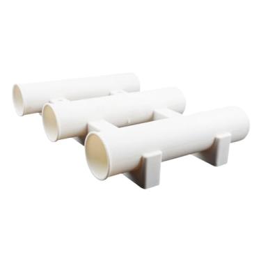 Imagem de simhoa Suporte para vara de pesca, armazenamento conveniente vertical com 4 parafusos, tubo, 3 suportes para varas, para garagem, carro, bicicleta, pontão, Branco