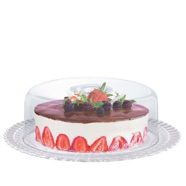 Imagem de Prato de Vidro com Tampa Plástica, Bolos e Sobremesas-Ruvolo