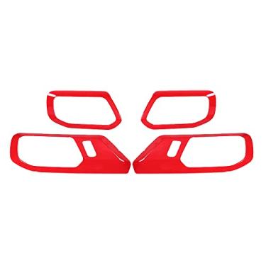 Imagem de SXMA Kit de acabamento interno puxador de porta decoração acessórios internos para F ord Br onco 2020++, tampa de acabamento de maçaneta interior ABS - 4 portas - vermelho, B1038