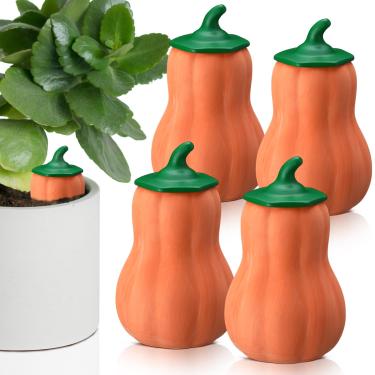 Imagem de DoubleFill 4 potes de irrigação de terracota Ollas grandes de 670 ml, inserção de plantador autoirrigável, com sistema de recarga fácil, globos de terracota, argila para jardim interno ao ar livre