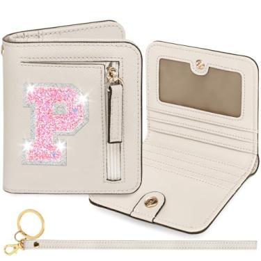Imagem de YQE Carteira com inicial RFID para meninas pequenas, presentes na moda, aniversário, Natal, meia ideia de presente para adolescentes, filha, neta, sobrinha, 6, 7, 8, 9, 10, 11, 12, 13 anos, Branco, P