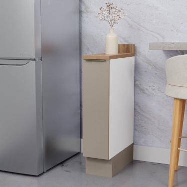 Imagem de Balcão Porta Tempero 20cm com Tampo com Rodape Ipanema Cabecasa Madeiramadeira Cinza Trama/Branco