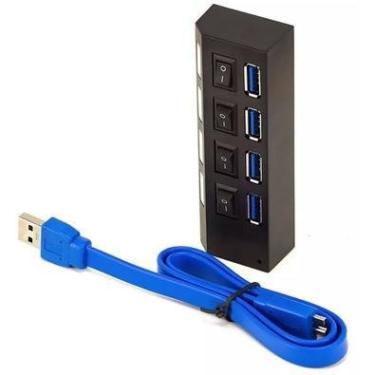 Imagem de Exbom Hub Usb 3.0 Turbo 4 Portas Com Switch E Led