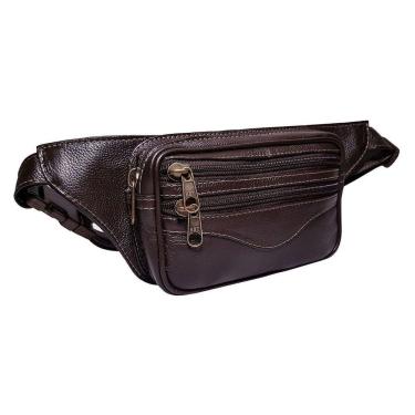 Imagem de Pochete De Couro Modelagem Slim Fina Leve