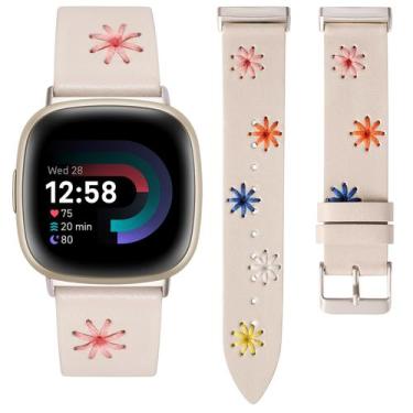 Imagem de Watch Band Wearlizer Leather para mulheres Fitbit Versa 4/Versa 3/Sens