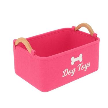 Imagem de Cesto Organizador Dobrável Tecido Macio Ultra Resistente Para Brinquedos e Acessórios de Pets (Rosa)