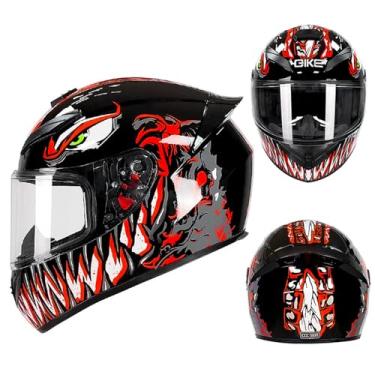 Imagem de Xiangtat Capacete de motocicleta, capacetes de motocross, capacete completo com viseira interna matizada e aprovado pelo DOT para scooter ATV Cruiser de ciclomotor (veneno vermelho, GG)