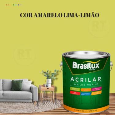 Imagem de Tinta de Parede Acrilar Cor Amarela Acrílica Fosca Lavável Antimofo Pr