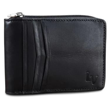 Imagem de Carteira Couro Masculina Com Zíper Cartões CNH Bloqueio Rfid - Le Voya