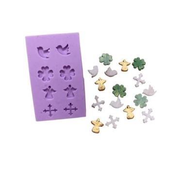Imagem de F1046 molde de silicone confeitos sprinkles batismo confeitaria biscui