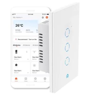 Imagem de Interruptor Inteligente Eh-130 Smart Home 3 Botões Touch Evolut Compat