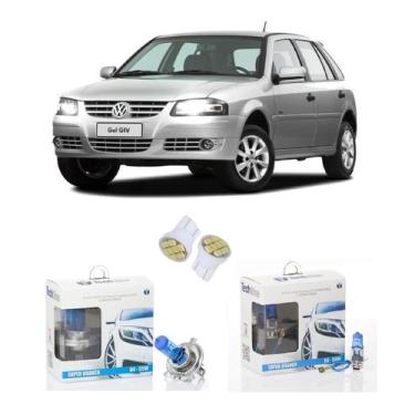 Imagem de Lâmpadas Super Branca Farol Alto Baixo Milha + Pingos Gol G4 - GP