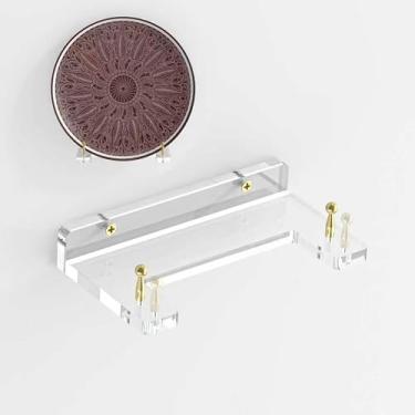 Imagem de Prateleira de acrílico para montagem na parede para placas, suporte de placa de acrílico com ângulo de exibição ajustável, gancho ideal para pratos de 15 a 40 cm, porta-retratos, tigela, certificado
