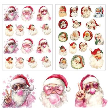 Imagem de Adesivos de Papai Noel para selos de envelopes, cartões, artesanato, Papai Noel, Natal, grande, adesivos para sacolas de presente, cartão de etiqueta, produtos assados, saco de presentes (santa155)