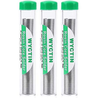 Imagem de WYCTIN Fio de solda de núcleo de resina de chumbo de estanho 60-40 para solda elétrica e pacote de tubos de 3 peças DIY de 0,8 mm