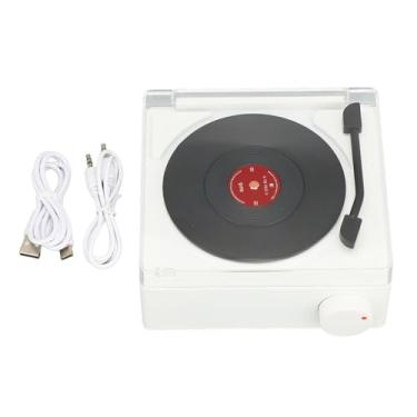 Imagem de Record Player Professional Classic Vintage Bluetooth 5.3 toca giratória com despertador Função 3 Modos de reprodução para viagens em casa Design de gramofone portátil (Branco)