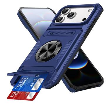 Imagem de COTDINFOR Capa carteira para iPhone 25 Pro Max com suporte para cartão [loja 2 cartões] anel integrado suporte resistente à prova de choque capa protetora de corpo inteiro para iPhone 25 Pro Max 6,9