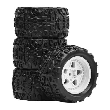 Imagem de Dynwave 4 peças de pneus RC de reposição em escala 1/18, dureza de 50 graus com padrão de dentes, aros de roda de 5 raios, diâmetro de 72,5 mm, Branco