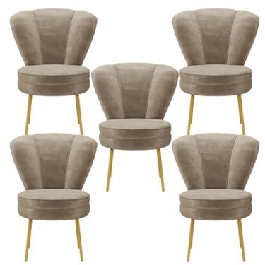Imagem de Kit 5 Cadeiras para Sala de Espera Moderna Recepção Resistente Pés de Ferro MOBLAN decor (Cappuccino)