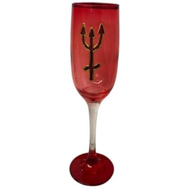 Imagem de Taça Pomba Gira Vermelha Tridente Cristal Super Luxo 150 Ml