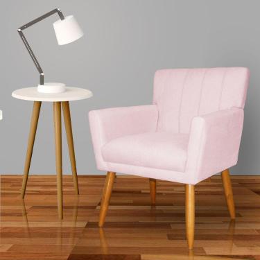 Imagem de Poltrona Decorativa Para Sala Recepção Cecília Suede Rosa Bebe - LM DECOR