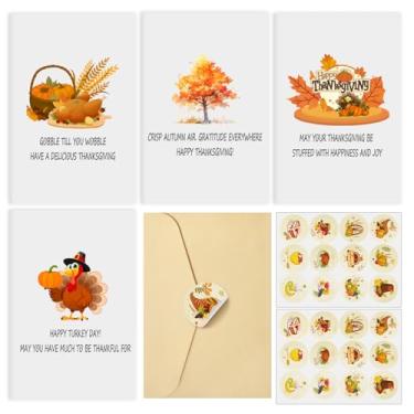 Imagem de Auch Cartões comemorativos de Ação de Graças com envelopes Kraft 20 peças de cartão interno em branco para outono festas comemorativas colheita