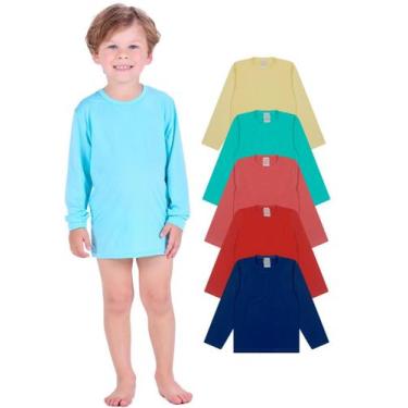 Imagem de Kit 3 Camisa Térmica Infantil Menino Proteção Solar Moda Praia Masculi