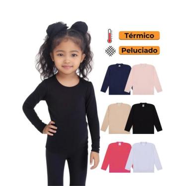 Imagem de Kit 4 Blusas Térmicas Infantil Menina Manga Longa Blusas Térmicas Mang