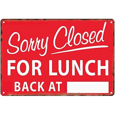 Imagem de Placa de metal vintage Sorry Closed for Lunch Back At Notice Gone To Lunch for Store, Office, Hotel, Cafe e Pub decoração de parede 30 x 20 cm