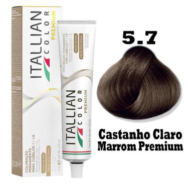 Imagem de Coloração Itallian Premium 60g Castanho Claro Marrom 5.7