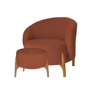 Imagem de Poltrona Decorativa Luxo com Puff Ariela Bouclê Ds Home, Bouclê Terrac