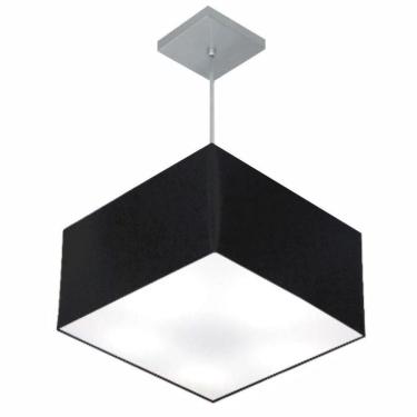Imagem de Lustre Pendente Quadrado Vivare Md-4020 Cúpula Em Tecido 21/35x35cm - Bivolt Preto 127/220v
