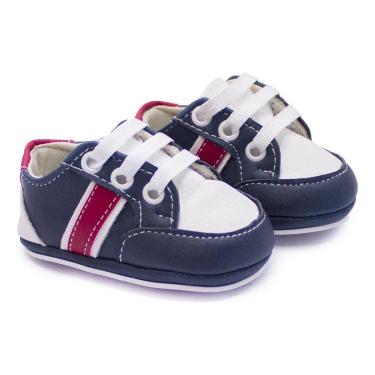 Imagem de Tênis Infantil Cano Curto Bebê Cadarço Listras Casual Conforto-Masculino