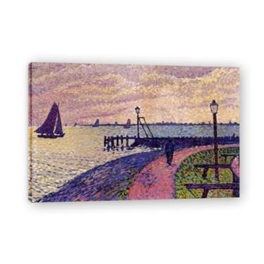 Imagem de Port Entrance At VolendamThéo van Rysselberghe: Impressão em tela neoimpressionista belga chave emoldurada 40 x 60 cm