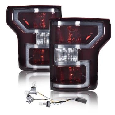 Imagem de CHEDA Conjunto de luz traseira traseira do lado do motorista compatível com Ford F150 2018-2020 1 par JL3Z13405H com chicote de fios e lâmpadas Pilotos Traseros Conjunto