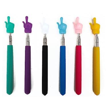 Imagem de 7 peças de ponteiro telescópico para professores, bastão extensível para sala de aula, apresentação, quadro-negro, ponteiro de metal retrátil para professores e apresentadores (várias cores)