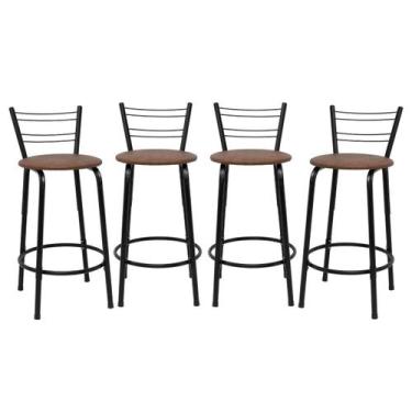 Imagem de Kit 4 Cadeiras 60cm Para Balcão Flórida Preta Bistrô Bar Cozinha Gourm