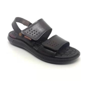 Imagem de Sandália Pegada Em Couro Com Regulagem Masculino Adulto - Ref 133154-0