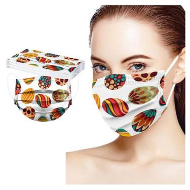 Imagem de Máscara facial descartável HUOGUO Flag Printing 3 camadas (10 unidades