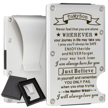 Imagem de awofer Carteira masculina RFID para presente, minimalista, de fibra de carbono, clipe para dinheiro, carteira de alumínio, marido pai, filho, presentes ideias para ele, To Son, One_Size, Minimalista