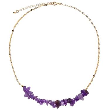 Imagem de Xfoxstal Colar simples banhado a ouro 14 k com lascas de cristal para mulheres, joias modernas com pedra do mês de nascimento, ajustável, 41,5 + 5 cm, Pedra, Turmalina preta