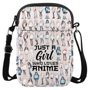 Imagem de LEVLO Bolsa tiracolo para fãs de anime, presente para amantes de anime, Just A Girl Who Really Loves Anime Shoulder Bag Cartoon Anime Merch, Anime 2 Cbag, Bolsa tiracolo
