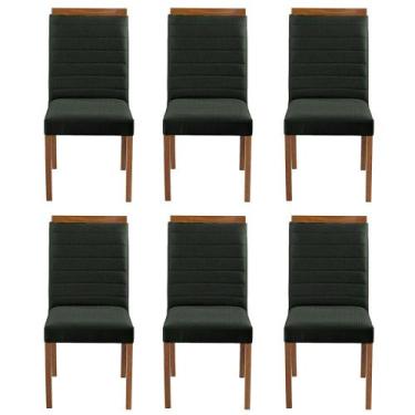 Imagem de Kit 6 Cadeiras Decorativas Sala de Jantar Luxo Sueli Facto Verde - Moz